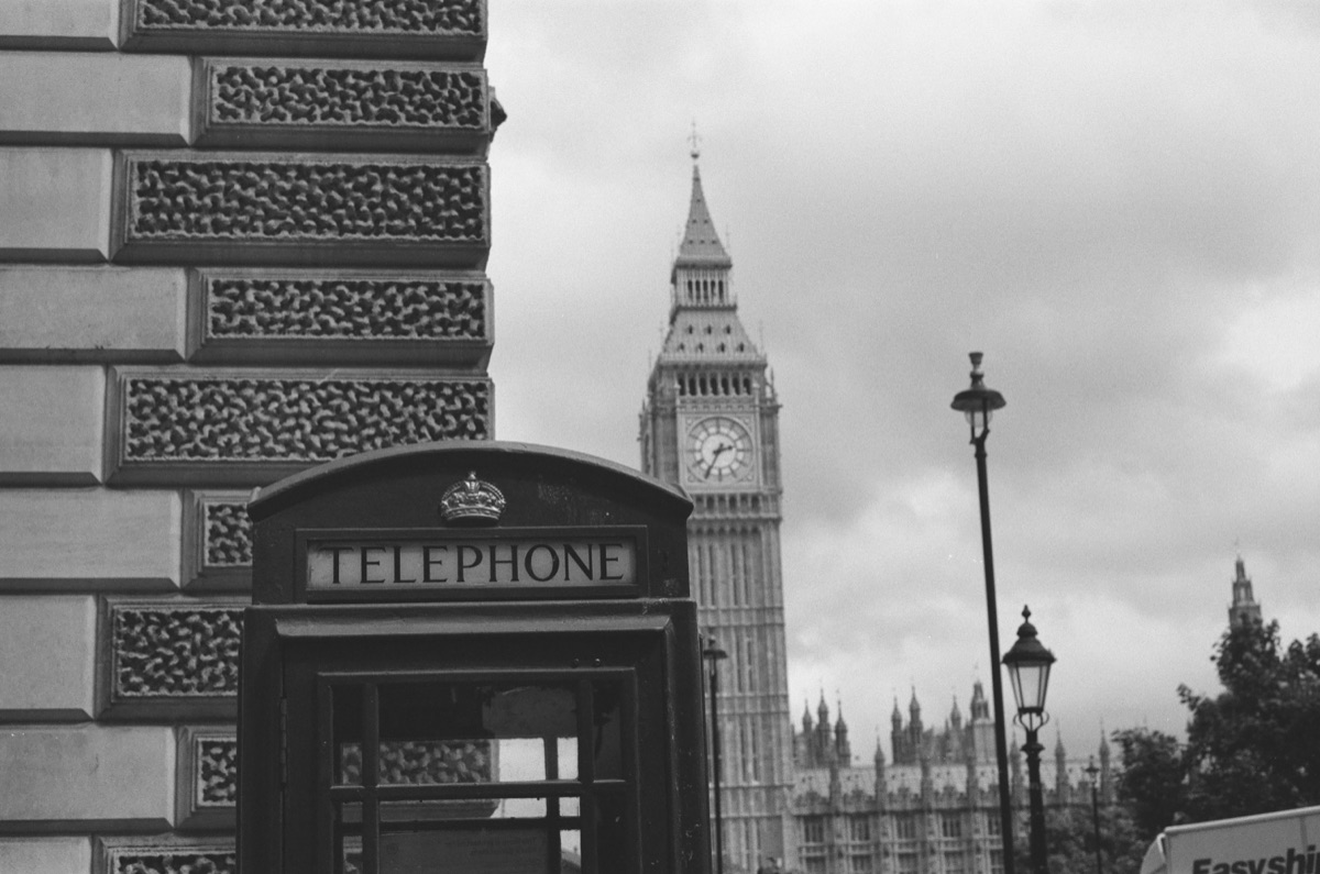 Phonebooth, London. Kodak T-MAX 400.